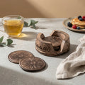 Lotus Engraved Round Coaster Set
