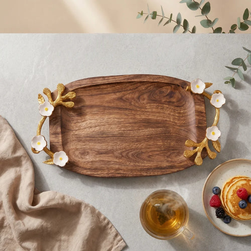 Brass Flower Serving Tray – Oval