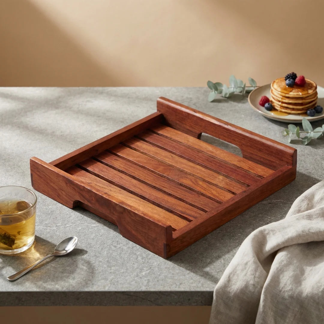 Slatted Square Serving Tray