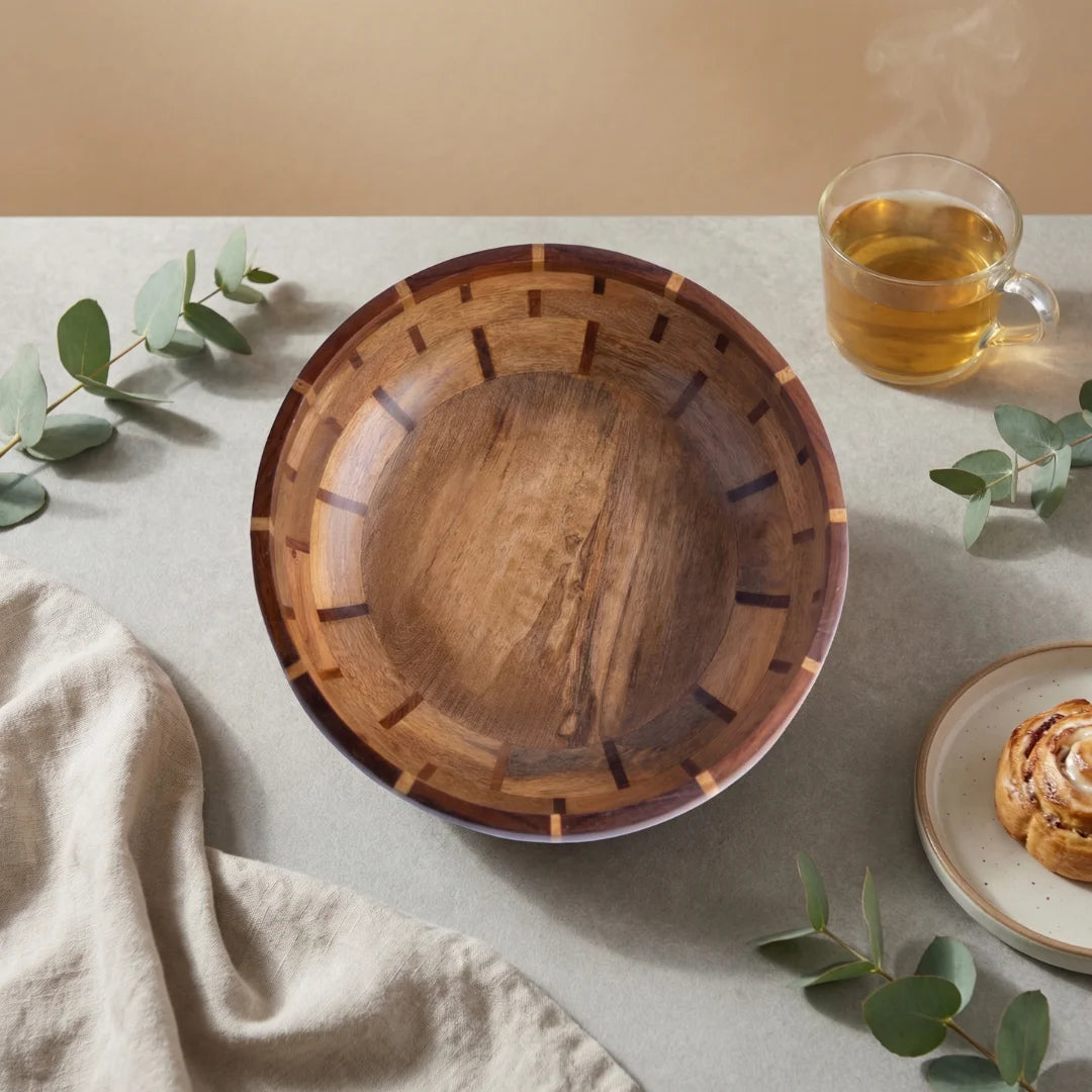 Panelled Wood Salad Bowl