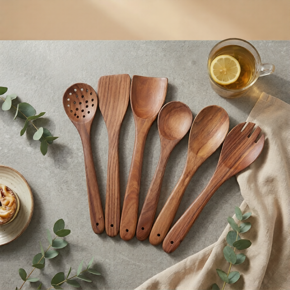 Wood Cooking Tools Set
